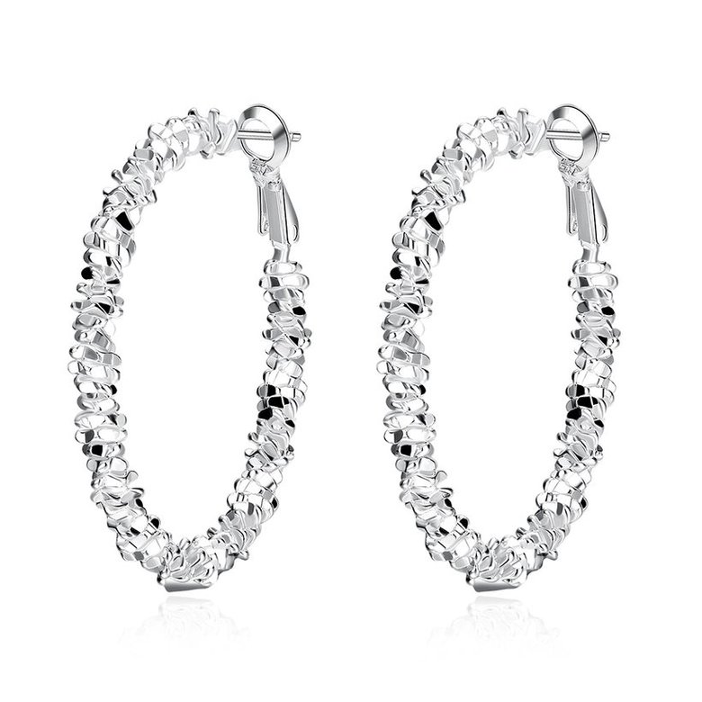 Wholesale Creative Shiny Silver Color Hoop Earrings for Women Girl Party wedding Jewelry Gifts TGHE037