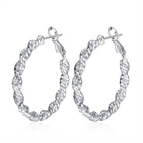 Wholesale Selling in Europe and AmericaSilver Round twist shape Hoop Earring For Women Lady Best Gift Fashion Charm party Jewelry TGHE044