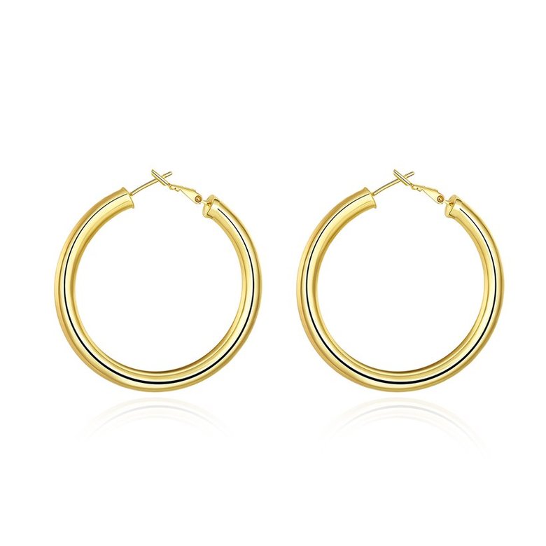 Wholesale New arrival 24K Gold Color Earrings For Women simple Trendy Round Statement Earrings Fashion Party Jewelry Gift TGHE053