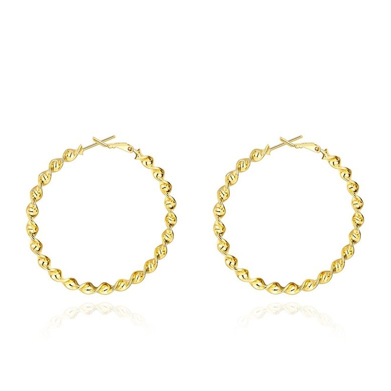 Wholesale New arrival 24K Gold Color twist Earrings For Women simple Trendy Round Statement Earrings Fashion Party Jewelry Gift TGHE056