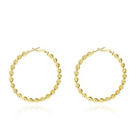 Wholesale New arrival 24K Gold Color twist Earrings For Women simple Trendy Round Statement Earrings Fashion Party Jewelry Gift TGHE056