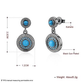 Wholesale Fashion retro Black Gun Round Kallaite Dangle Earring popular daily tie-in jewelry TGNSE007