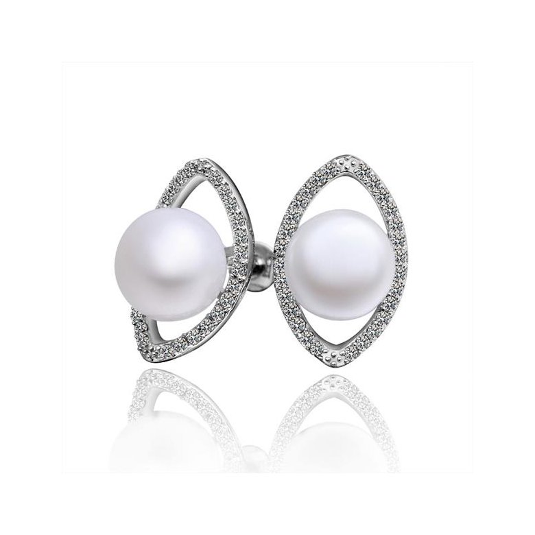 Wholesale Classic Platinum big Pearl Stud Earring  Simpl Elegant Accessories Wedding Party Anniversary Gift Love Jewelry TGPE005