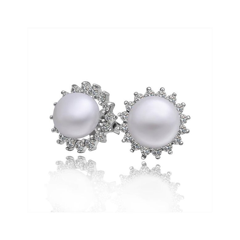 Wholesale Classic Platinum big Pearl Stud Earring  Simpl Elegant Accessories Wedding Party Anniversary Gift Love Jewelry TGPE006