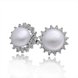 Wholesale Classic Platinum big Pearl Stud Earring  Simpl Elegant Accessories Wedding Party Anniversary Gift Love Jewelry TGPE006