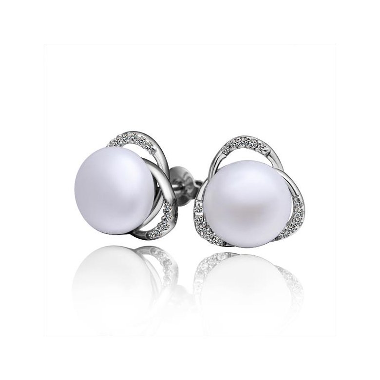 Wholesale Fashion wholesale jewelry China Platinum Pearl Stud Earring  Simpl Elegant Accessories Wedding Party Anniversary Gift  TGPE008