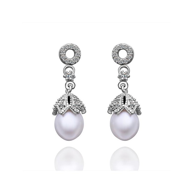 Wholesale Romantic Platinum Water Drop Pearl Stud Earring  Simpl Elegant Accessories Wedding Party Anniversary Gift Love Jewelry TGPE010