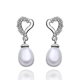 Wholesale Classic Platinum Water Drop Pearl Stud Earring  Simpl Elegant Accessories Wedding Party Anniversary Gift Love Jewelry TGPE011