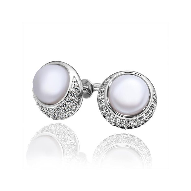 Wholesale Fashion wholesale jewelry China Platinum Pearl Stud Earring  Simpl Elegant Accessories Wedding Party Anniversary Gift  TGPE013