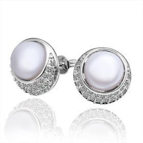 Wholesale Fashion wholesale jewelry China Platinum Pearl Stud Earring  Simpl Elegant Accessories Wedding Party Anniversary Gift  TGPE013