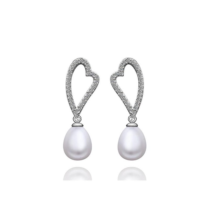 Wholesale Classic Platinum Water Drop Pearl Stud Earring  Simpl Elegant Accessories Wedding Party Anniversary Gift Love Jewelry TGPE004