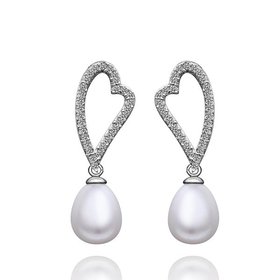 Wholesale Classic Platinum Water Drop Pearl Stud Earring  Simpl Elegant Accessories Wedding Party Anniversary Gift Love Jewelry TGPE004