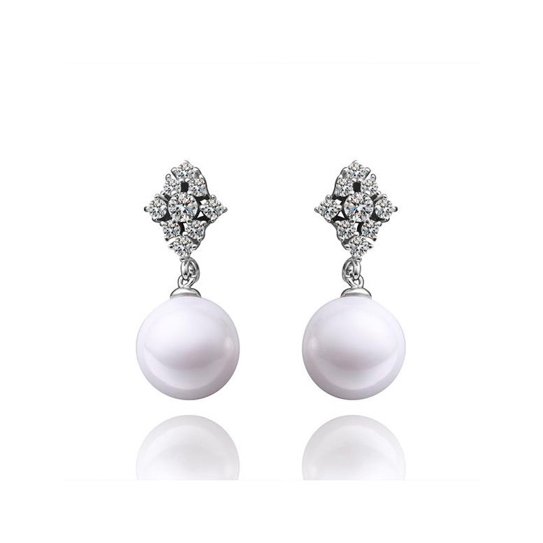 Wholesale Fashion wholesale jewelry China Platinum Pearl Stud Earring  Simpl Elegant Accessories Wedding Party Anniversary Gift  TGPE015