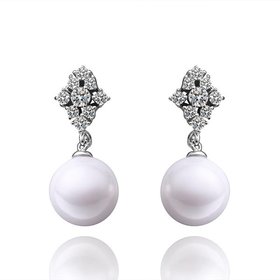 Wholesale Fashion wholesale jewelry China Platinum Pearl Stud Earring  Simpl Elegant Accessories Wedding Party Anniversary Gift  TGPE015