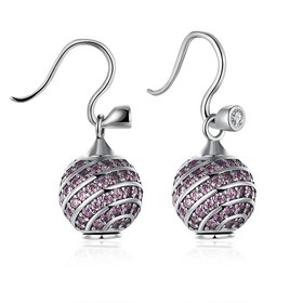 Wholesale China jewelry 925 Sterling Silver round Jewelry purple Zircon high Quality Earrings For Women Banquet Wedding gift TGSLE125