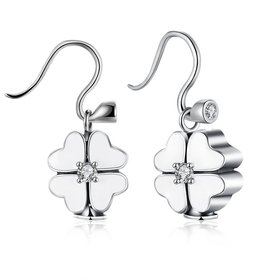 Wholesale Clover Chic style  925 Sterling Silver Earrings For Women Fashion Dangle Temperament Earring Engagement Gifts Jewelry TGSLE128