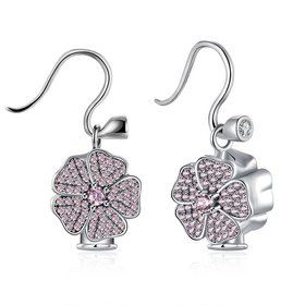 Wholesale China jewelry 925 Sterling Silver clover dangle earring purple flower Zircon Earrings For Women Banquet fine gift TGSLE131