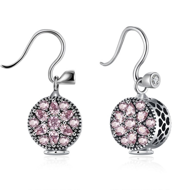 Wholesale China jewelry 925 Sterling Silver round dangle earring purple flower Zircon Earrings For Women Banquet fine gift TGSLE134