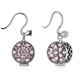 Wholesale China jewelry 925 Sterling Silver round dangle earring purple flower Zircon Earrings For Women Banquet fine gift TGSLE134