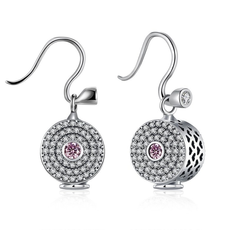 Wholesale China jewelry 925 Sterling Silver round dangle earring high quality Zircon Earrings For Women Banquet fine gift TGSLE136