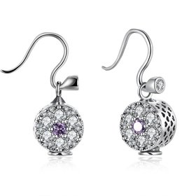 Wholesale China jewelry 925 Sterling Silver round dangle earring high quality flower Zircon Earrings For Women Banquet fine gift TGSLE139