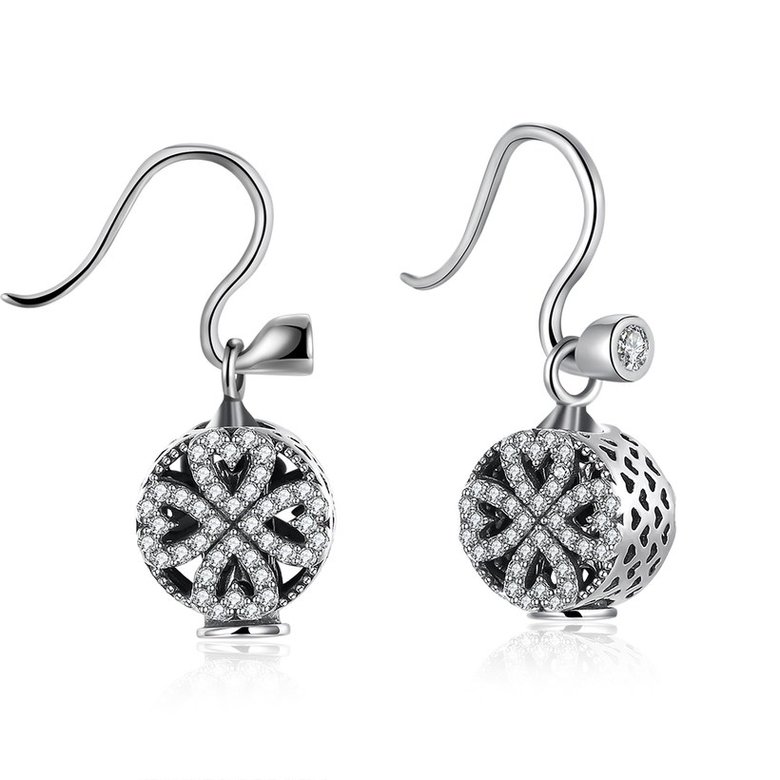Wholesale Fashion 925 Sterling Silver round dangle earring delicate heart flower Zircon Earrings For Women Banquet fine gift TGSLE140