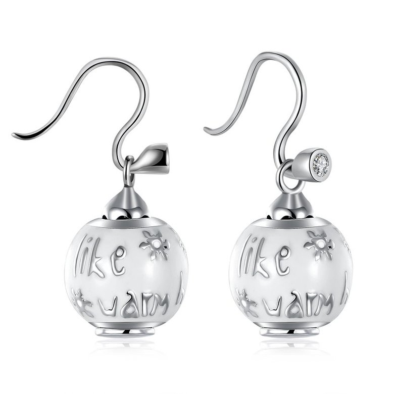 Wholesale Popular 925 Sterling Silver round ball dangle earring white clown Earrings For Women Banquet fine gift TGSLE150