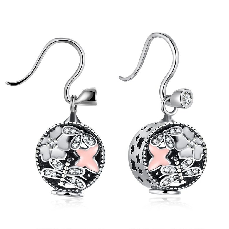 Wholesale Popular 925 Sterling Silver round ball dangle earring delicate butterfly zircon Earrings For Women Banquet fine gift TGSLE151