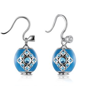 Wholesale Bohemian style popular 925 Sterling Silver round ball dangle earring blue Earrings For Women Banquet fine gift TGSLE153