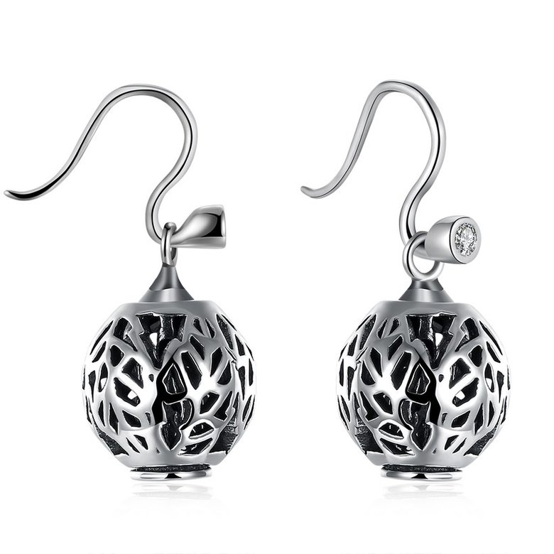 Wholesale Popular 925 Sterling Silver round ball dangle earring delicate hollow out leaf Earrings For Women Banquet fine gift TGSLE154