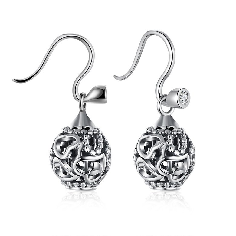 Wholesale Popular 925 Sterling Silver round ball dangle earring vintage heart Earrings For Women Banquet fine gift TGSLE155