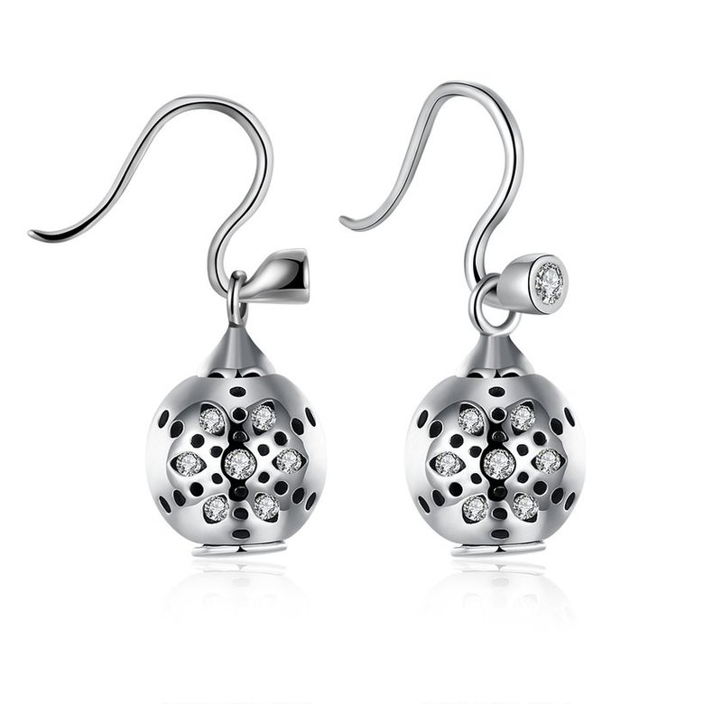 Wholesale Popular 925 Sterling Silver round ball dangle earring vintage flower Earrings For Women Banquet fine gift TGSLE157