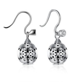 Wholesale Popular 925 Sterling Silver round ball dangle earring vintage flower Earrings For Women Banquet fine gift TGSLE157