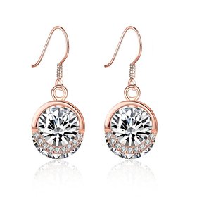 Wholesale Trendy Classic Round Zircon Drop Earrings Vintage Party Dangle Earrings For Women Elegant rose gold Color Bride Wedding Earrings TGSLE190