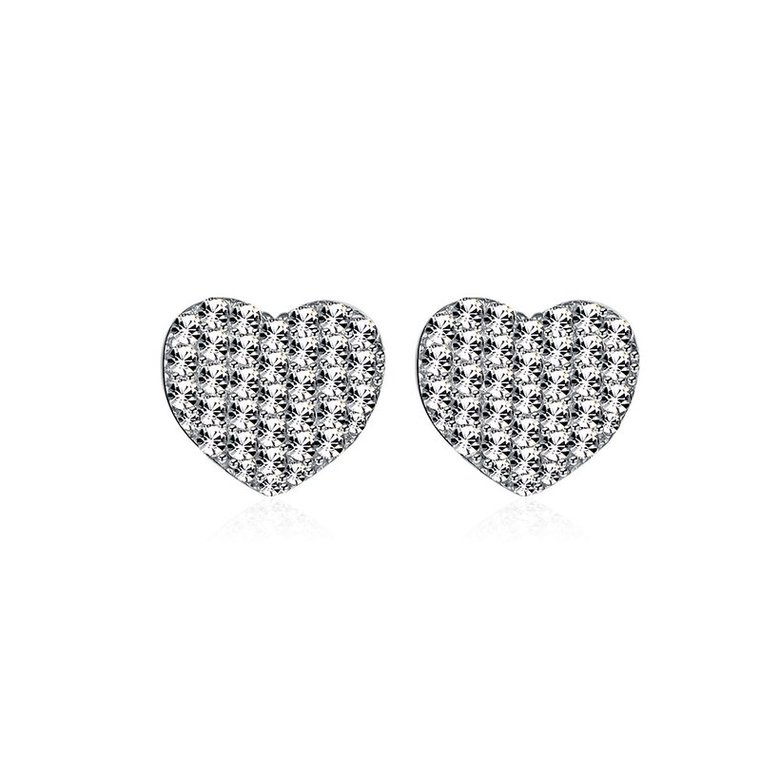 Wholesale jewelry China Girls Cute Heart Stud Earrings White Gold Filled Brilliant White Zircon Austrian Crystal earrings TGSLE202