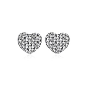 Wholesale jewelry China Girls Cute Heart Stud Earrings White Gold Filled Brilliant White Zircon Austrian Crystal earrings TGSLE202