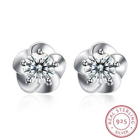 Wholesale Fashion 925 Sterling Silver Sparkling Diamond Flower Stud Earrings For Women Girls Party Fine Jewelry Gifts TGSLE001