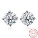 Wholesale Trendy AAA Zircon Crystal Round Small Stud Earrings Wedding 925 Sterling Silver Earring for Women Girls Fashion Jewelry Gift TGSLE003