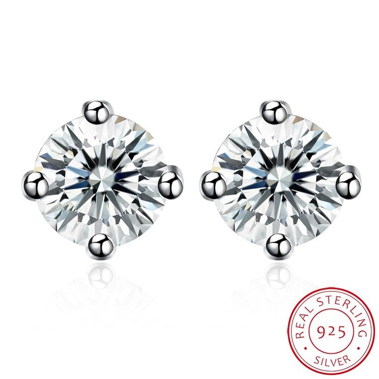 Wholesale Simple Fashion AAA Zircon Crystal Round Small Stud Earrings Wedding 925 Sterling Silver Earring for Women Girls Jewelry Gift TGSLE007