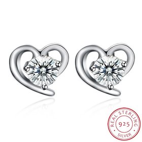 Wholesale Fashion romantic 925 Sterling Silver Stud Earrings High Quality Woman Fashion Jewelry New Heart-shaped Zircon Hot Sale Earrings TGSLE008