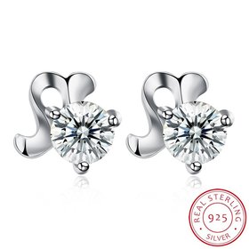 Wholesale Fashion romantic 925 Sterling Silver Stud Earrings High Quality Woman Fashion Jewelry cute shiny Zircon Hot Sale Earrings TGSLE010