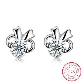 Wholesale Hot wholesale jewelry Fashion romantic 925 Sterling Silver Stud Earrings High Quality Woman Jewelry cute shiny Zircon Earrings TGSLE018