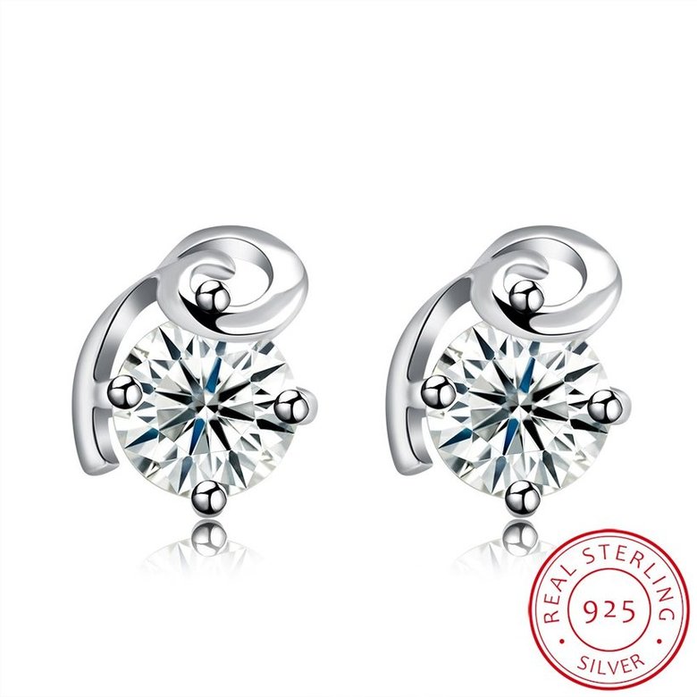 Wholesale Fashion romantic 925 Sterling Silver Stud Earrings High Quality Woman Fashion Jewelry cute shiny Zircon Hot Sale Earrings TGSLE032