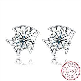 Wholesale China fashion jewelry unique 925 Sterling Silver Earrings High Quality for Woman cute little fish shiny Zircon Hot Sale Earrings TGSLE034