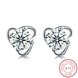 Wholesale Luxury Female Flower Small Stud Earrings Real 925 Sterling Silver Earrings Trendy Crystal Stone Wedding Earrings For Women TGSLE050