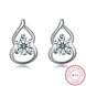 Wholesale Creative Female gourd shape Small Stud Earrings Real 925 Sterling Silver Earrings Trendy shinny Crystal Stone Wedding Earrings  TGSLE054