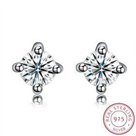 Wholesale Fashion Creative Female Small Stud Earrings 925 Sterling Silver delicate shinny Crystal Earrings Wedding party jewelry wholesale TGSLE057