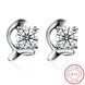 Wholesale Popular Creative Female Small Stud Earrings 925 Sterling Silver delicate shinny Crystal Earrings Wedding party jewelry wholesale TGSLE061