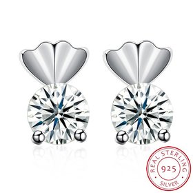 Wholesale Fashion Creative Female Small Stud Earrings 925 Sterling Silver delicate shinny Crystal Earrings Wedding party jewelry wholesale TGSLE062