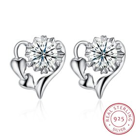 Wholesale Trendy Creative Female Small Stud Earrings 925 Sterling Silver delicate shinny Crystal Earrings Wedding party jewelry wholesale TGSLE063